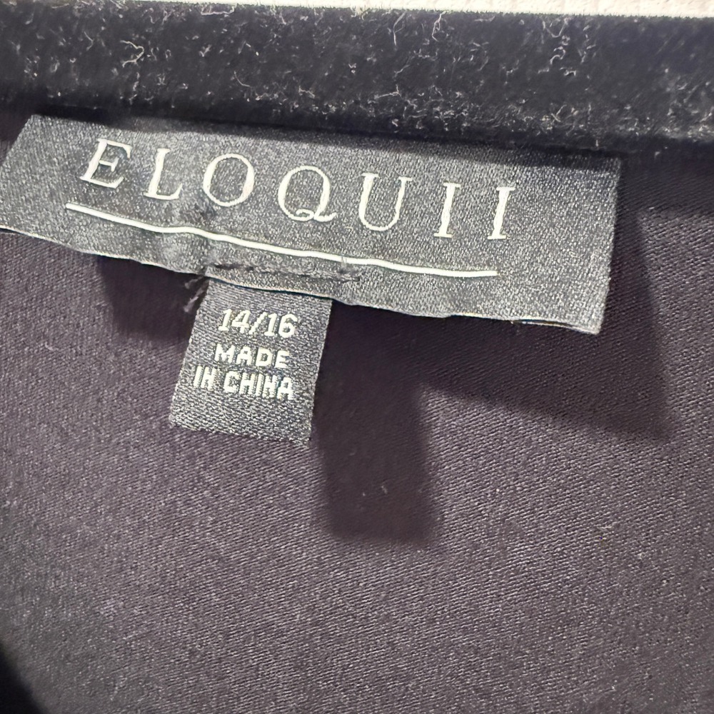 ELOQUII Black Long Sleeve Gathered V Neck Top Plus Size 14 16 - Picture 2 of 7